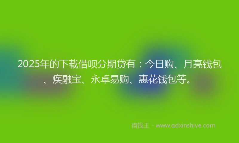 2025年的下载借呗分期贷有：今日购、月亮钱包、疾融宝、永卓易购、惠花钱包等。