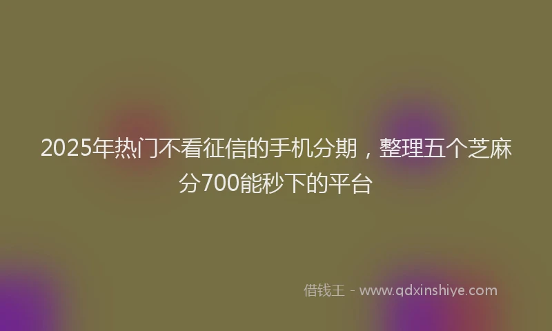 2025年热门不看征信的手机分期，整理五个芝麻分700能秒下的平台