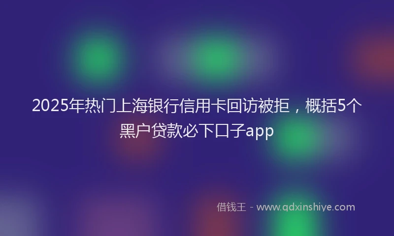 2025年热门上海银行信用卡回访被拒，概括5个黑户贷款必下口子app