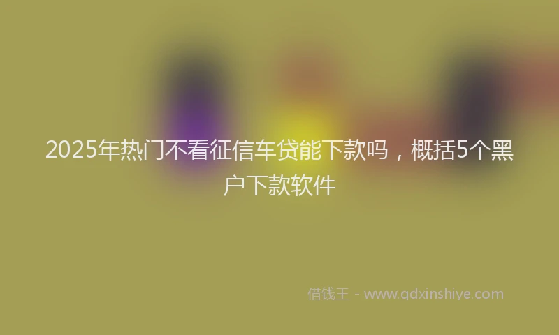 2025年热门不看征信车贷能下款吗，概括5个黑户下款软件