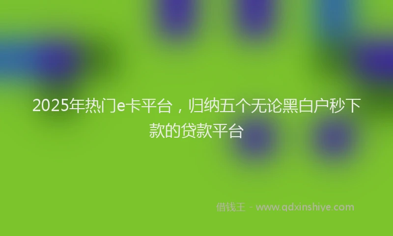 2025年热门e卡平台，归纳五个无论黑白户秒下款的贷款平台