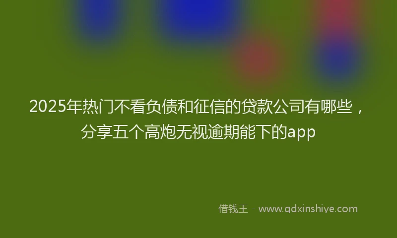2025年热门不看负债和征信的贷款公司有哪些，分享五个高炮无视逾期能下的app