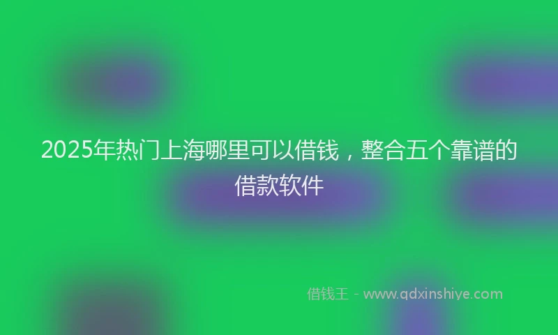2025年热门上海哪里可以借钱，整合五个靠谱的借款软件