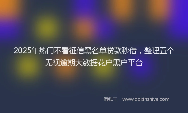 2025年热门不看征信黑名单贷款秒借，整理五个无视逾期大数据花户黑户平台