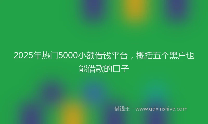 2025年热门5000小额借钱平台，概括五个黑户也能借款的口子