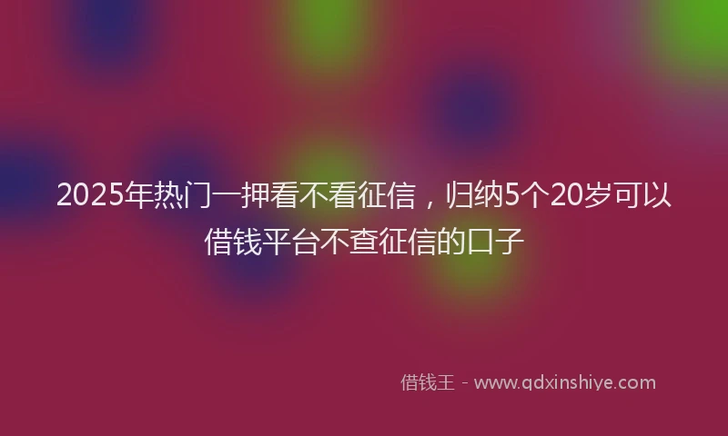 2025年热门一押看不看征信，归纳5个20岁可以借钱平台不查征信的口子
