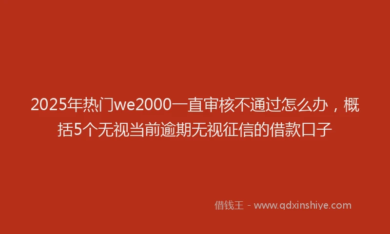 2025年热门we2000一直审核不通过怎么办，概括5个无视当前逾期无视征信的借款口子