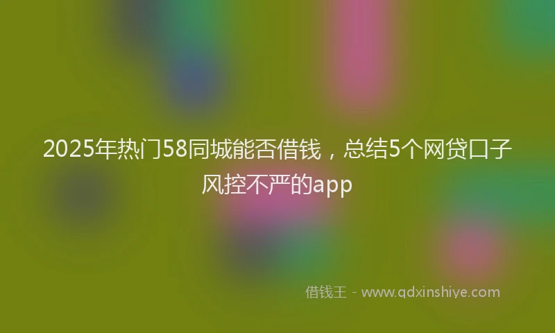 2025年热门58同城能否借钱，总结5个网贷口子风控不严的app