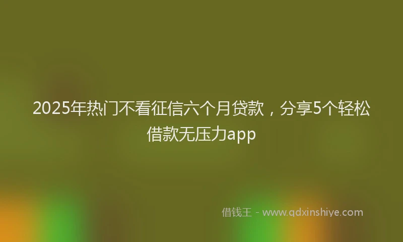 2025年热门不看征信六个月贷款，分享5个轻松借款无压力app