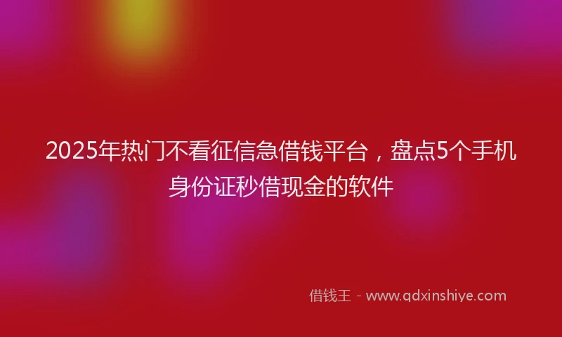2025年热门不看征信急借钱平台，盘点5个手机身份证秒借现金的软件