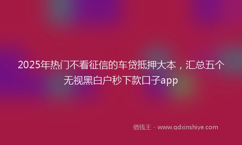 2025年热门不看征信的车贷抵押大本，汇总五个无视黑白户秒下款口子app