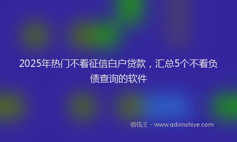 2025年热门不看征信白户贷款，汇总5个不看负债查询的软件
