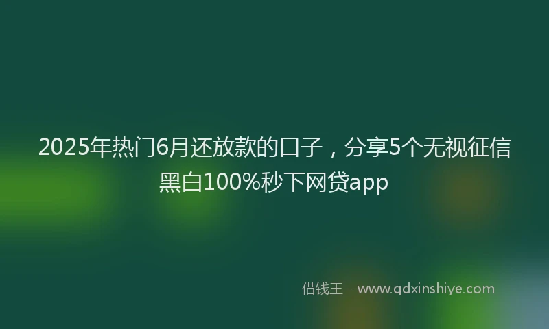 2025年热门6月还放款的口子，分享5个无视征信黑白100%秒下网贷app
