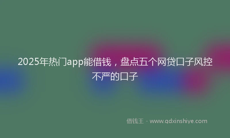 2025年热门app能借钱，盘点五个网贷口子风控不严的口子
