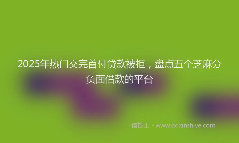 2025年热门交完首付贷款被拒，盘点五个芝麻分负面借款的平台