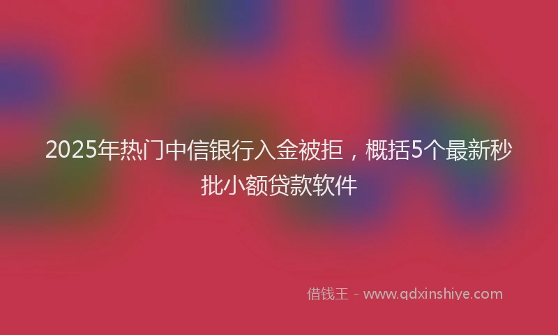 2025年热门中信银行入金被拒，概括5个最新秒批小额贷款软件