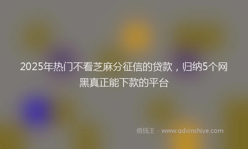 2025年热门不看芝麻分征信的贷款，归纳5个网黑真正能下款的平台