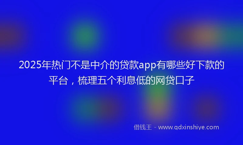 2025年热门不是中介的贷款app有哪些好下款的平台，梳理五个利息低的网贷口子