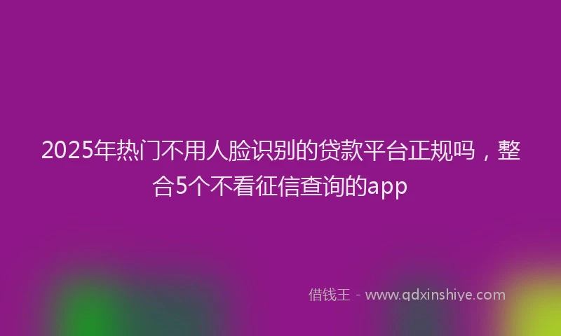 2025年热门不用人脸识别的贷款平台正规吗，整合5个不看征信查询的app