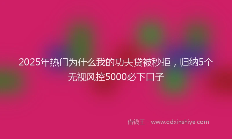 2025年热门为什么我的功夫贷被秒拒，归纳5个无视风控5000必下口子