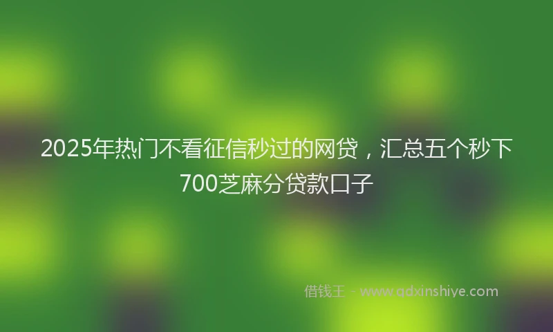 2025年热门不看征信秒过的网贷，汇总五个秒下700芝麻分贷款口子