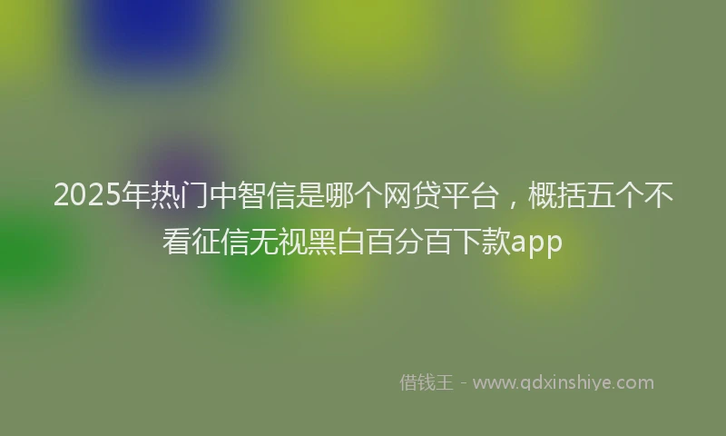 2025年热门中智信是哪个网贷平台，概括五个不看征信无视黑白百分百下款app