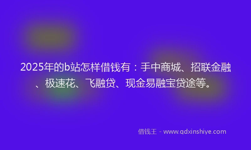 2025年的b站怎样借钱有：手中商城、招联金融、极速花、飞融贷、现金易融宝贷途等。
