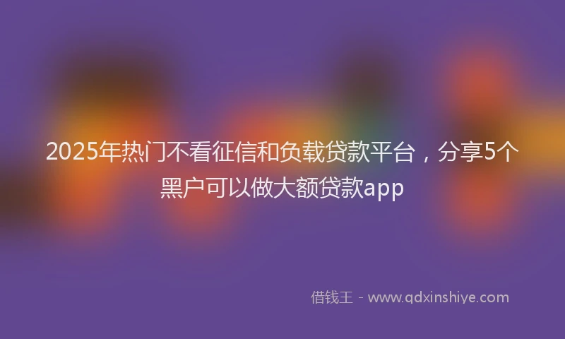 2025年热门不看征信和负载贷款平台，分享5个黑户可以做大额贷款app