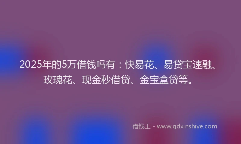 2025年的5万借钱吗有：快易花、易贷宝速融、玫瑰花、现金秒借贷、金宝盒贷等。