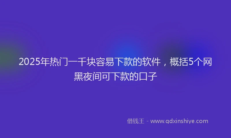 2025年热门一千块容易下款的软件，概括5个网黑夜间可下款的口子