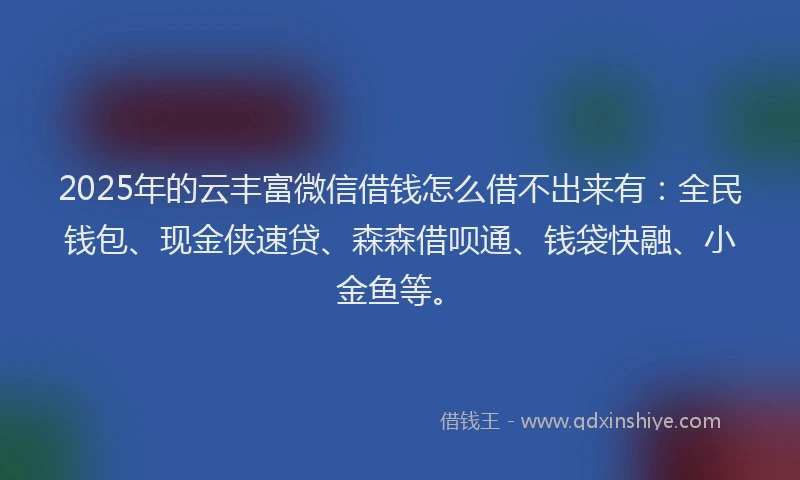 2025年的云丰富微信借钱怎么借不出来有：全民钱包、现金侠速贷、森森借呗通、钱袋快融、小金鱼等。