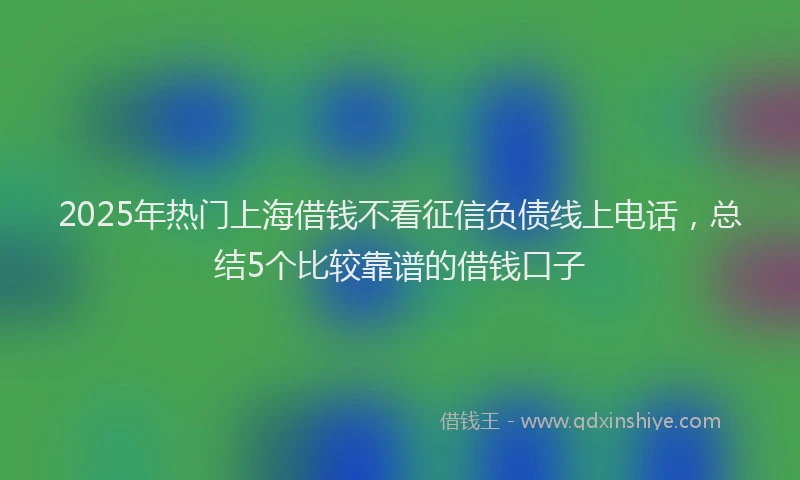 2025年热门上海借钱不看征信负债线上电话，总结5个比较靠谱的借钱口子