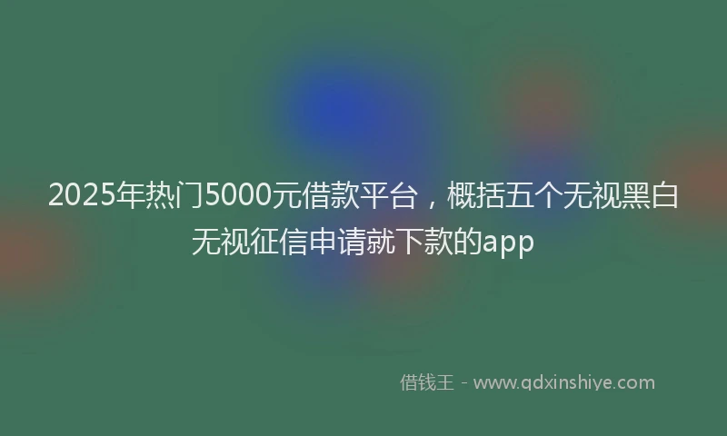 2025年热门5000元借款平台，概括五个无视黑白无视征信申请就下款的app