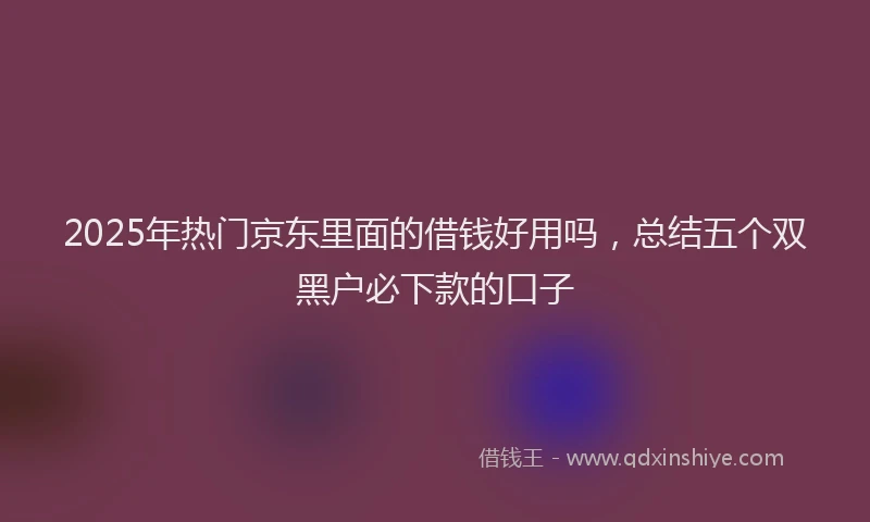 2025年热门京东里面的借钱好用吗，总结五个双黑户必下款的口子