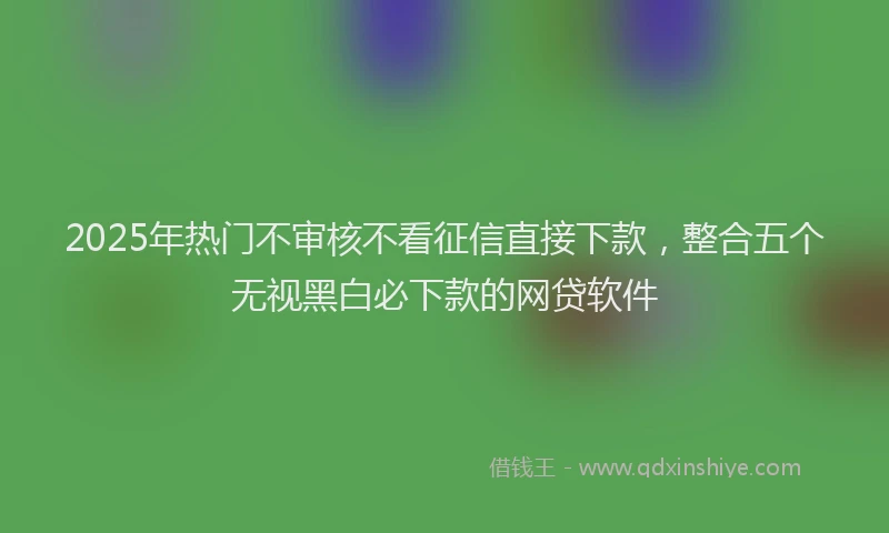 2025年热门不审核不看征信直接下款，整合五个无视黑白必下款的网贷软件