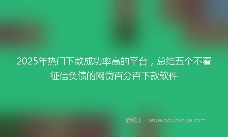 2025年热门下款成功率高的平台，总结五个不看征信负债的网贷百分百下款软件