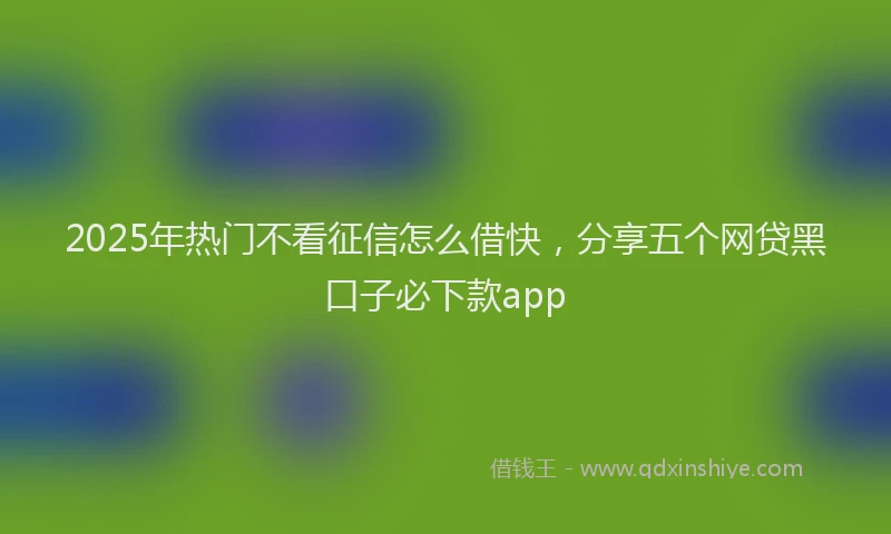 2025年热门不看征信怎么借快，分享五个网贷黑口子必下款app