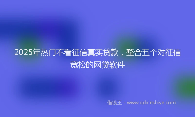 2025年热门不看征信真实贷款，整合五个对征信宽松的网贷软件