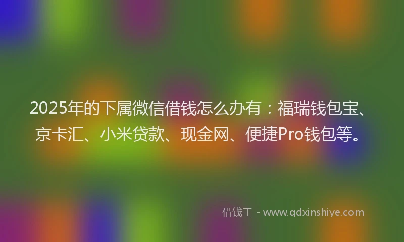 2025年的下属微信借钱怎么办有：福瑞钱包宝、京卡汇、小米贷款、现金网、便捷Pro钱包等。