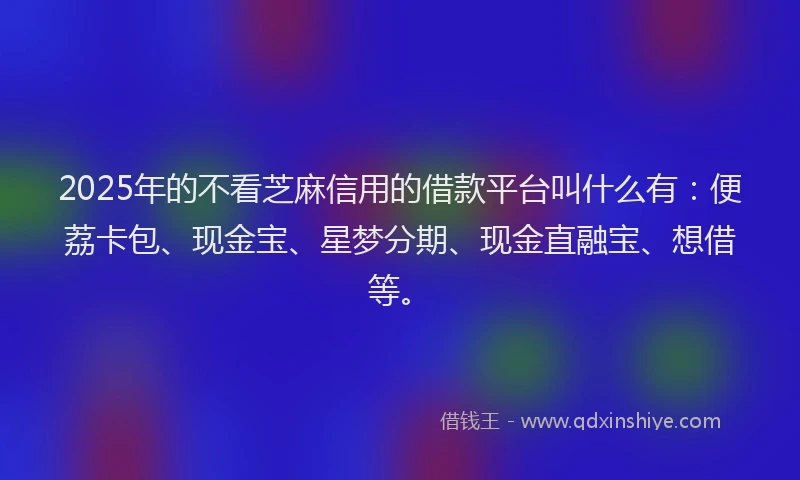 2025年的不看芝麻信用的借款平台叫什么有：便荔卡包、现金宝、星梦分期、现金直融宝、想借等。