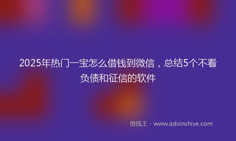 2025年热门一宝怎么借钱到微信，总结5个不看负债和征信的软件