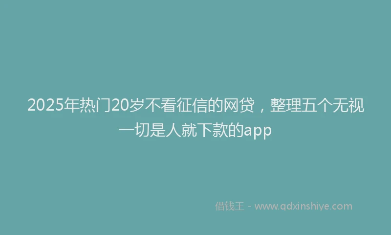 2025年热门20岁不看征信的网贷，整理五个无视一切是人就下款的app