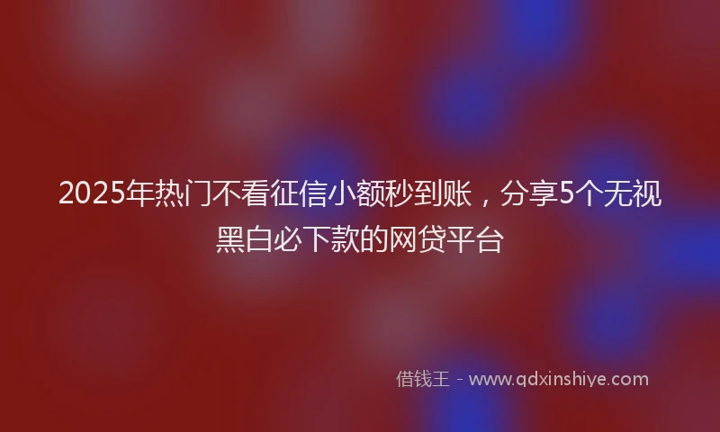 2025年热门不看征信小额秒到账，分享5个无视黑白必下款的网贷平台