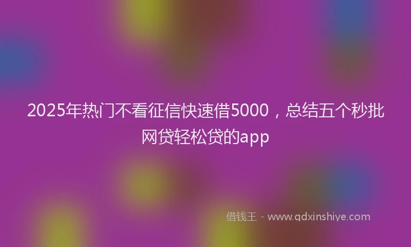 2025年热门不看征信快速借5000，总结五个秒批网贷轻松贷的app