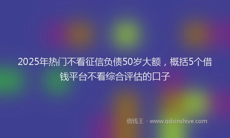 2025年热门不看征信负债50岁大额，概括5个借钱平台不看综合评估的口子