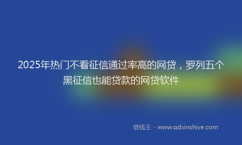 2025年热门不看征信通过率高的网贷，罗列五个黑征信也能贷款的网贷软件