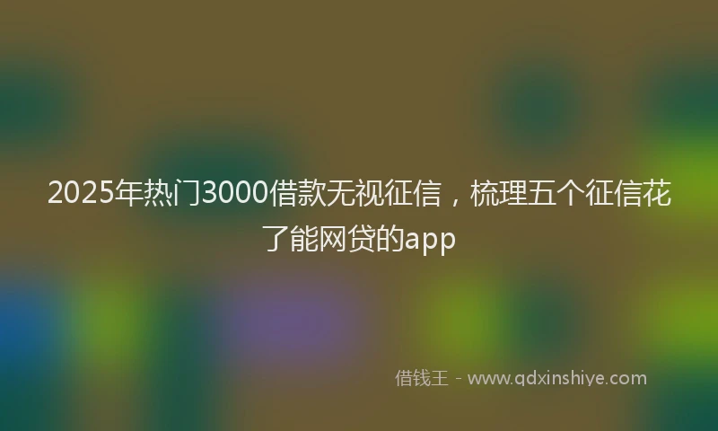 2025年热门3000借款无视征信，梳理五个征信花了能网贷的app