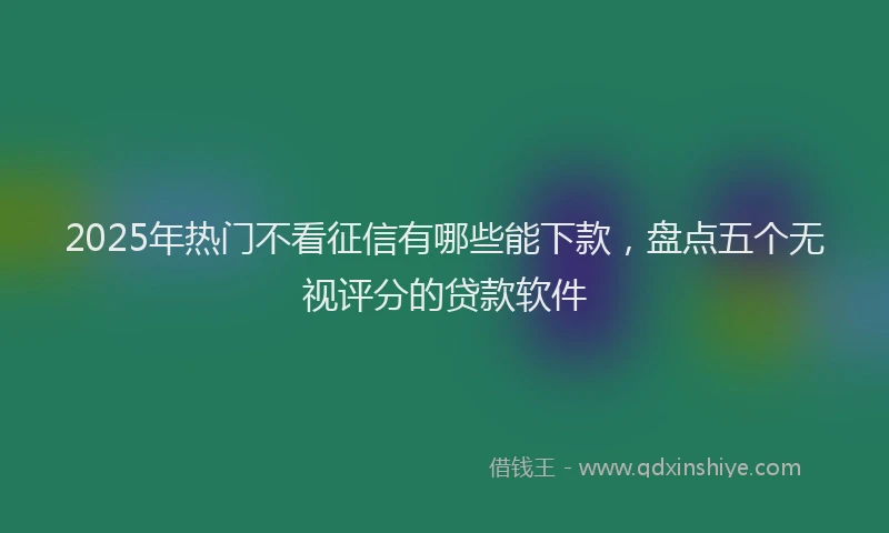 2025年热门不看征信有哪些能下款，盘点五个无视评分的贷款软件