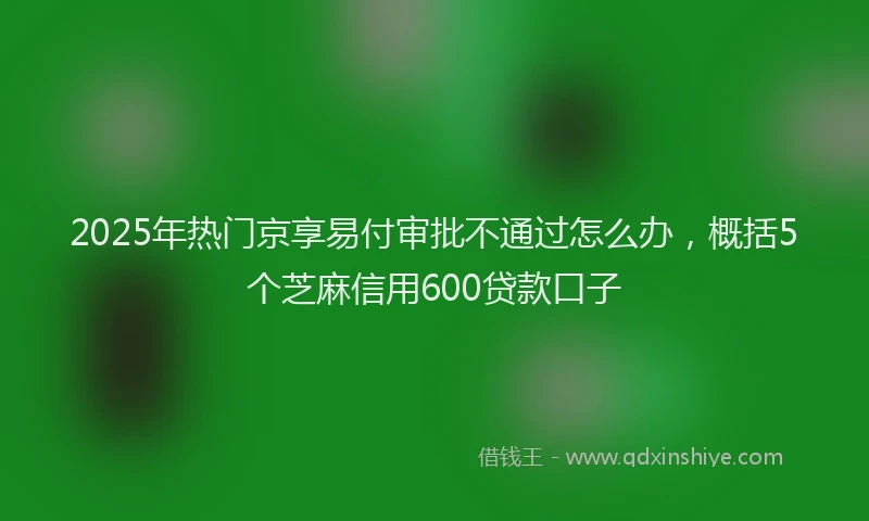 2025年热门京享易付审批不通过怎么办，概括5个芝麻信用600贷款口子