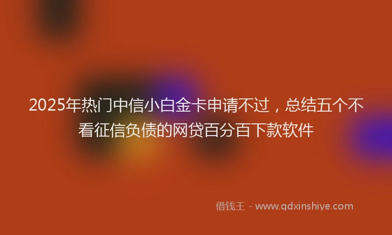 2025年热门中信小白金卡申请不过，总结五个不看征信负债的网贷百分百下款软件